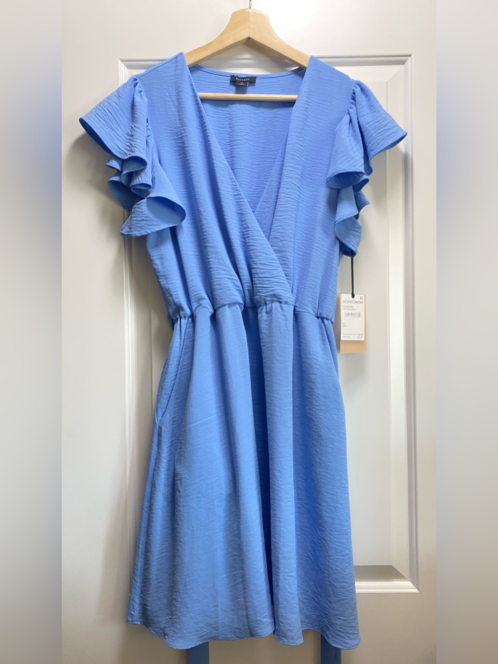Halogen Flutter Sleeve Wrap Cocktail Dress M